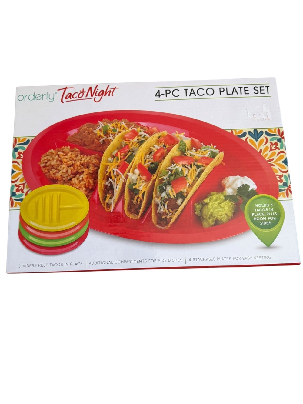 Taco Night 4-PC Taco Plate Set New in Box